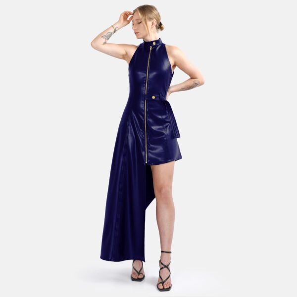 Navy Leather Maxi Dress Han8 - Image 2