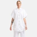 White Oversized Linen Button Shirt Lan02